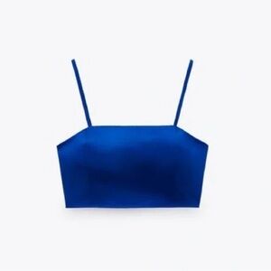 Zara Blue Satin Crop Top